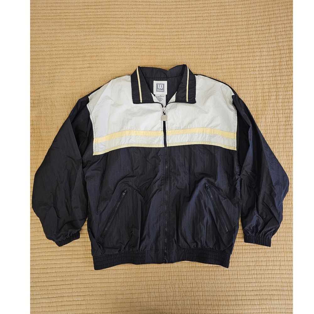 Wilson Vintage Windbreaker Jacket Mens Large Tennis Prep Sportswear Lightweight